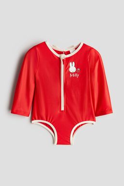 H&M - Girls Red Long-Sleeved Swimsuit