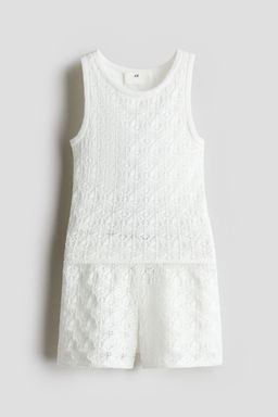 H&M - Girls White 2-Piece Crochet-Look Set