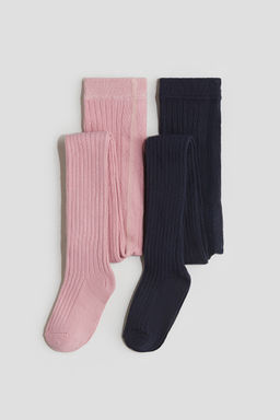 H&M - Girls 2-Pack Rib-Knit Tights