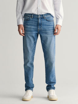 GANT - Men Blue Washed Mid-Rise Slim Fit Jeans