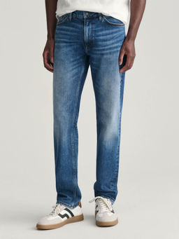 GANT - Men Blue Washed Mid-Rise Slim Fit Jeans