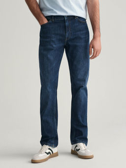 GANT - Men Blue Washed Mid-Rise Regular Fit Jeans