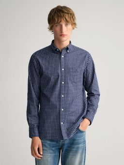 GANT - Men Blue Checked Regular Fit Shirt