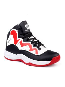 Bacca Bucci - Maze Hi-Top Sneakers with Non-Marking Rubber Outsole-Black & Red
