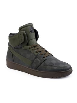 Bacca Bucci - Men Street Samurai High-Top Flat High-Street Fashion Sneakers-Olive