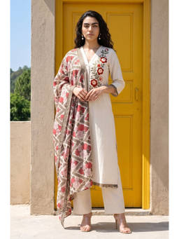 Aurelia - Women Cream Printed Kota Dupatta