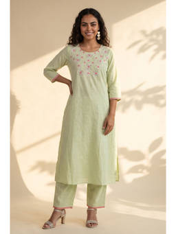 Aurelia - Women Green Pure Cotton Kurta