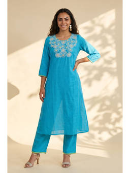 Aurelia - Women Blue Pure Cotton Kurta