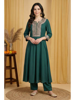 Aurelia - Women Teal Rayon Kurta