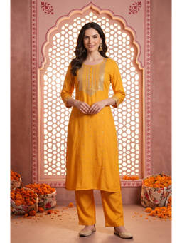 Aurelia - Women Yellow Rayon Kurta