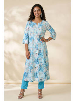 Aurelia - Women Turquoise Rayon Kurta