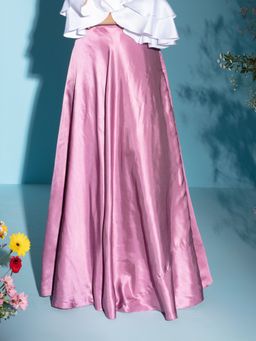 Gajra Gang - Dreamy Drapes Pink Modal Satin Flared Skirt GGSRT03
