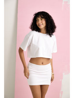AVOCADO - Muted White Outsize Crop Top