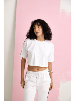 AVOCADO - White with Black Stripped Crop Top