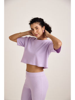 AVOCADO - Mauve Waffle Crop Top