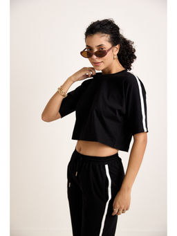 AVOCADO - Black With White Stripped Crop Top