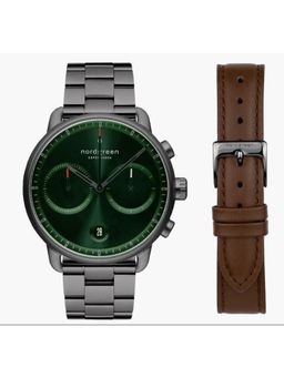 Nordgreen - Pioneer Gift Set- Green Sunray Dial - 3-Link-42mm - Gun Metal-PI42GM3LGUGSLEBL