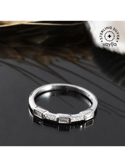 Voylla - Mothers Day Collection Sterling Silver Round Cut Zircons Cocktail Ring