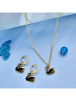 Voylla - Mystical Black Swan Necklace and Earring