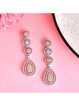Voylla - Sparkling Elegance Teardrop Cut Cz Dangler Earrings