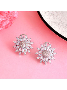 Voylla - Sparkling Elegance Floral Round Cut Cz Earrings