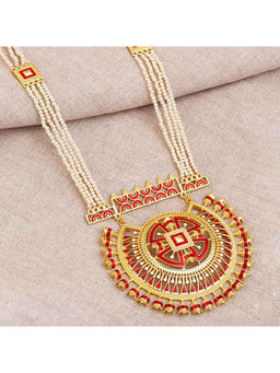 Voylla - Temple Bell Faux Pearls Embellished Necklace