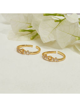 Voylla - Sparkling Essentials Cz Adjustable Brass Toe Rings