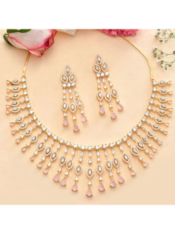 Voylla - Sparkling Opulence Gilded Blossom Necklace and Earring