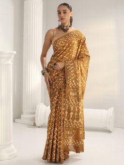 Libas - Mustard printed Saree with Unstitched Blouse