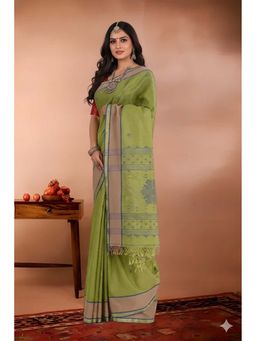 Kalakriti By Rachna - Dual Shade Tissue Cotton Tant Work Saree with Unstitched Blouse