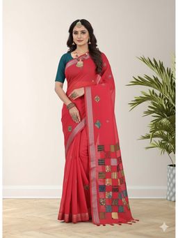 Kalakriti By Rachna - Khadi Cotton Applique Work Saree with Unstitched Blouse