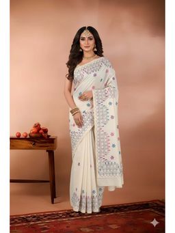 Kalakriti By Rachna - Tant Handloom Kantha Stitch Saree with Unstitched Blouse