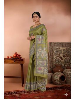 Kalakriti By Rachna - Madhu bani Print Shantiniketan Silk Saree with Unstitched Blouse