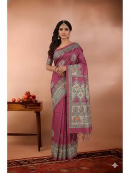 Kalakriti By Rachna - Madhu Bani Print Shantiniketan Silk Saree with Unstitched Blouse