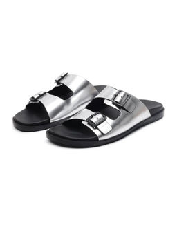 Rare Rabbit - Raro Silver Leather Sandals