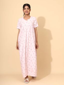 YELLOW BLOOM - Pink Floral Comfortable Nighty