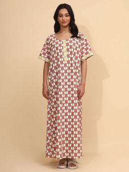 YELLOW BLOOM - Green Floral Comfortable Nighty