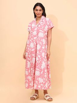 YELLOW BLOOM - Pink Floral Comfortable Nighty