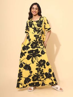 YELLOW BLOOM - Yellow Floral Comfortable Nighty