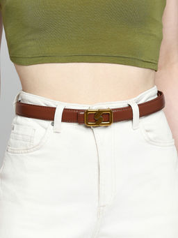 Twenty Dresses by Nykaa Fashion - Brown Solid Edgy Slim Belt