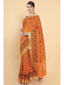 Soch - Women Maroon Chiffon Embellished-Sequined Saree with Unstitched Blouse