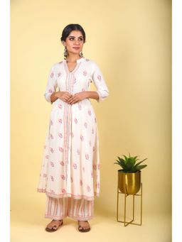 Anastay Clothing - Lily White Empire Cut Front Open Bias Cut Kurta Set (Set of 2)