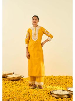 Sheetal Batra - Aliyah- Glaze Mustard Straight Long Kurta With Palazzo