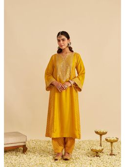 Sheetal Batra - Esra - Heirloom Mustard Long Chauga With Salwar And Dupatta