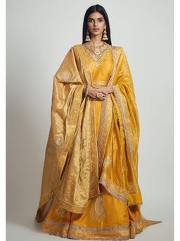 Sheetal Batra - Razaana- Glaze Mustard Gota Patti Embroidered Lehenga With Blouse And Dupatta