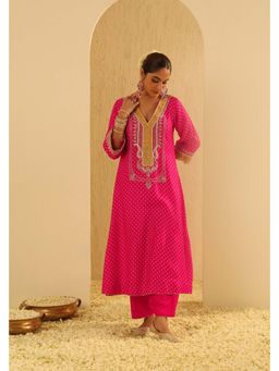 Sheetal Batra - Siara - Rani Hot pink Long A-Line Choga With Salwar And Dupatta