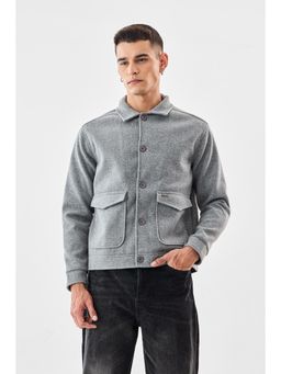 Snitch - Grey Solid Full Sleeves Regular Casual Jacket for Men