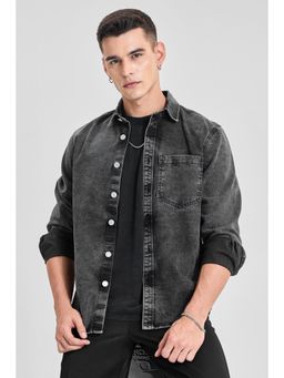 Snitch - Black Washed Full Sleeves Relaxed Casual Jacket for Men