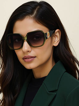 Vincent Chase - Brown Gradient Green Full Rim Wayfarer Non Metal VC S000594 Sunglasses