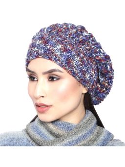 Magic Needles - Women Blue Woollen Handknitted Beanie